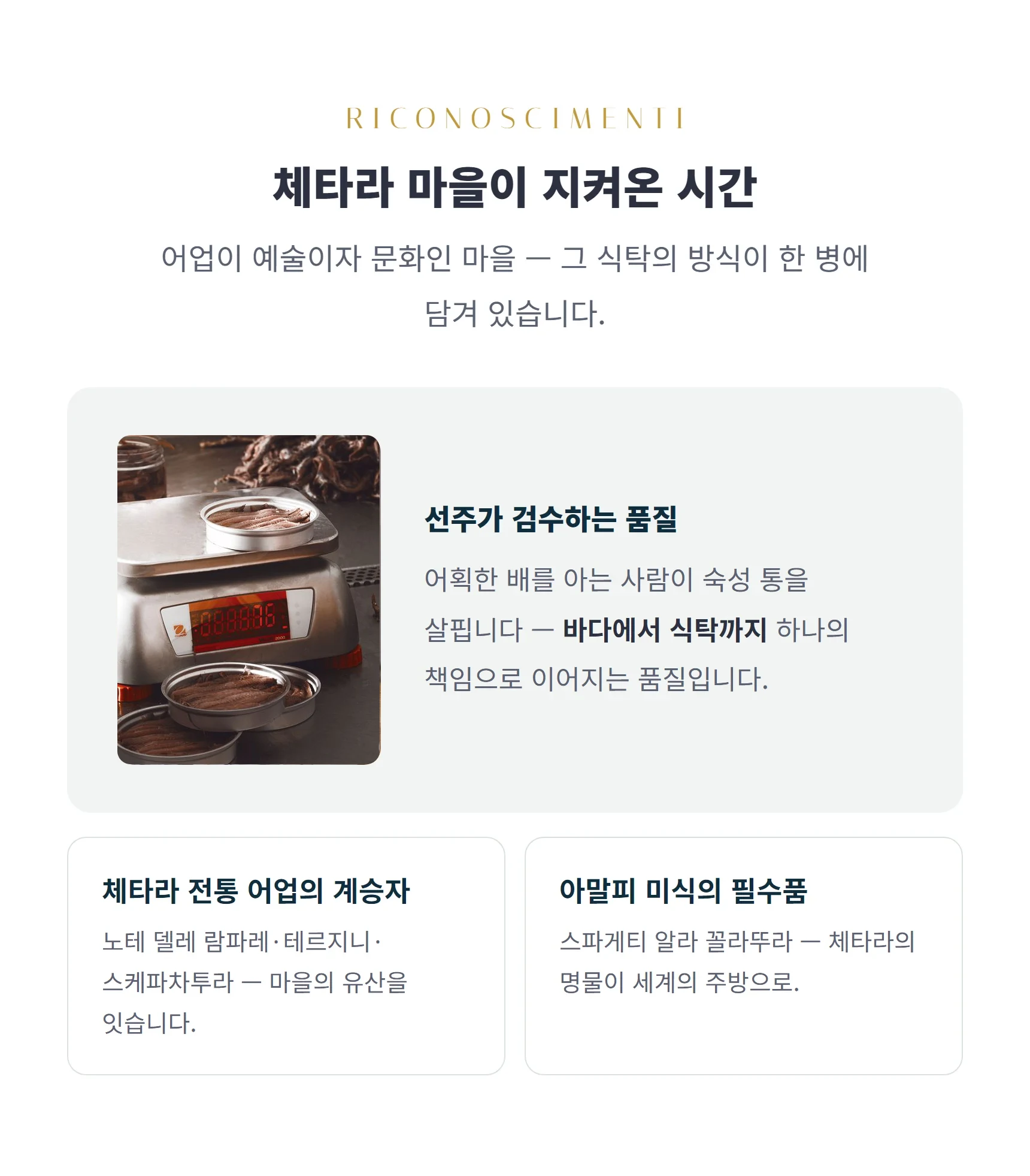 체타라 마을이 지켜온 시간 — 선주가 검수하는 품질, 전통 어업의 계승자